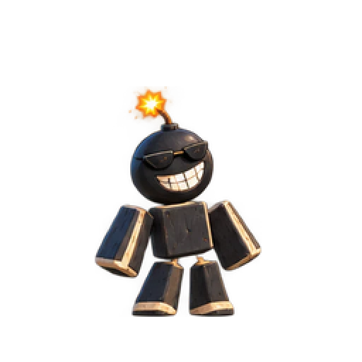Bombert, a smiling bomb character with a glowing fuse