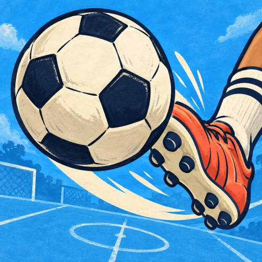A red football boot sending a football flying